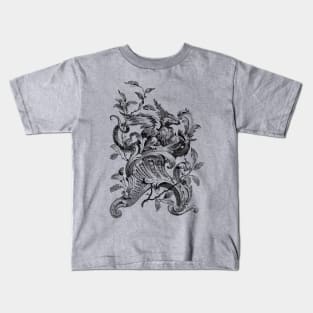 Vintage Ornate DRAGON illustration Victorian Gothic Kids T-Shirt